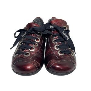 Jose Saenz | Burgundy Red Leather Sneakers with Embroidered Laces EU Size 36